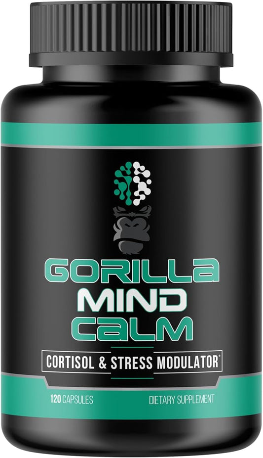 Gorilla Mind Calm (120 Capsules) - Potent Relaxation & Stress Reduction | Cortisol & Stress Modulator | Enhanced Recovery