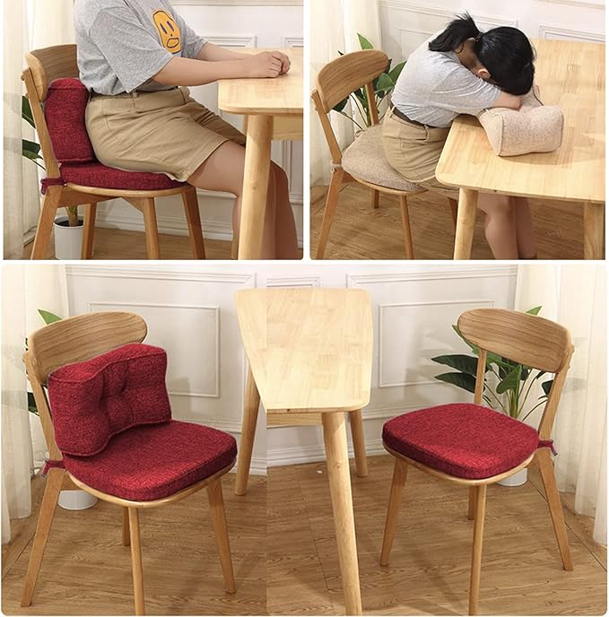 Chair Cushion with Ties for Dining Chairs - Memory Foam Non Slip Kitchen Chair Pad and Dining Seat Cushion with Machine Washable Cover Set of 4 [16.5 x 16.2 Inches] (Red, 4)