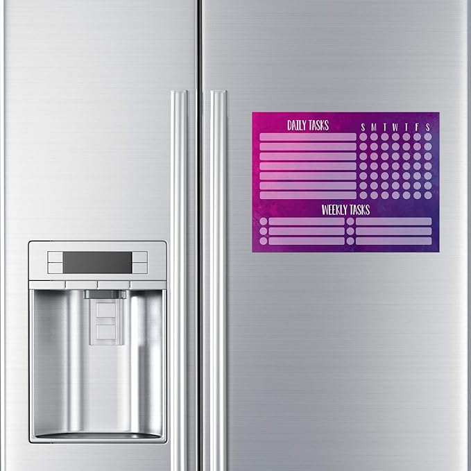 Dry Erase Whiteboard Task Planner | Removable and Restickable Adhesive Decal | Fine-Tip Magnetic Marker Included (9 x 12 inches, Watercolor)