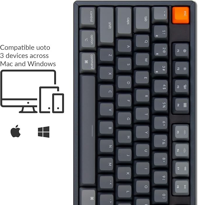 Keychron K10 Full Size 104 Keys Bluetooth Wireless/USB Wired Mechanical Gaming Keyboard for Mac with K Pro Red Switch/RGB Backlight/Multitasking Computer Keyboard for Windows, Aluminum Frame