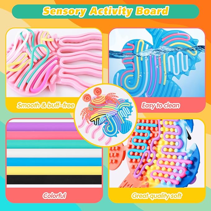 1Pcs Seahorses Sensory Activity Board, Fidget Sensory Toys for Kids Adults, Duble Sided Design Busy Board for Fine Motor Skill, Calm Down Fidget Toy for Stress Relief, Calming, Focus, and Autism