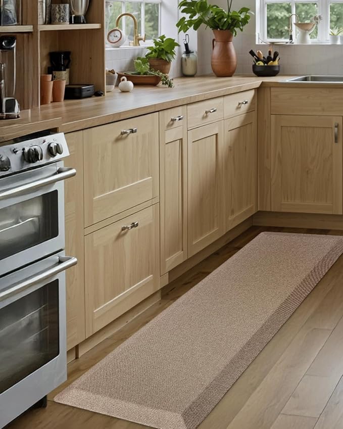 LUMI Anti Fatigue Cushioned Comfort Mats for Standing, 3/4 Thick Ergonomic Mats for Desk Office, Non-Slip, Ultra Soft, Memory Foam Rugs for Home, Kitchen, Laundry, 20"x48", Light Beige