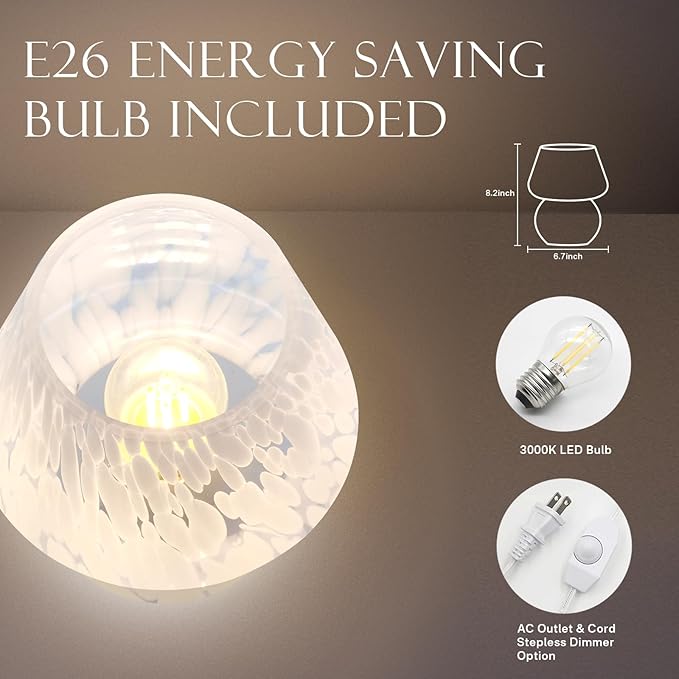 Mushroom Lamp Table Lamp for Bedroom,Small Desk Bedside Lamps for Living Room,Mushroom Decor Cute Mini Modern Mid Century Lamps for Night Stands,Aesthetic Home Living Room Decor(White)