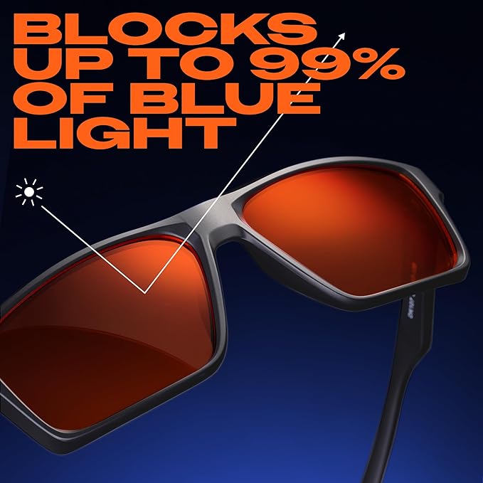 Titan Gaming Glasses, Anti Blue Light Glasses Men, UV400 Protection Blue Light Blocking Glasses for Computer Eye Strain