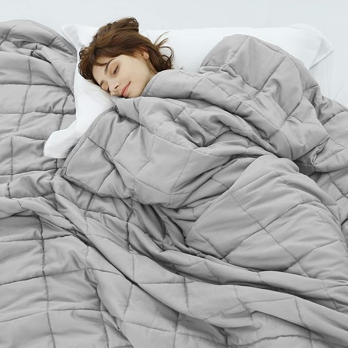 Weighted Idea Weighted Blankets for Adults (Light Grey,12 lbs 48"x72") Breathable Twin Blanket with Premium Glass Beads Heavy Soft Throw Blanket for All-Season