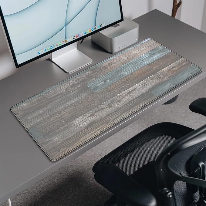 Vintage Wood Grain Pattern Desk Pad Mouse Pad,Large Gaming Mouse Mat with Stitched Edges,Non-Slip Rubber Base Mousepad for Office Computer Keyboard Laptop Home(27.5X11.8 in)
