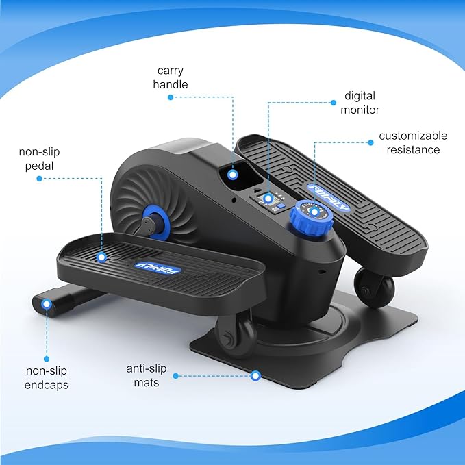 FUNMILY Under Desk Elliptical, Desk Bike Pedal Exerciser, Fully Assembled Leg Exerciser 2 in 1 Seated Standing Elliptical, Ultra-Quiet Mini Elliptical Machines for Home Office Use