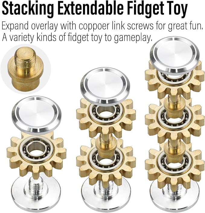 FREELOVE Gear Fidget Spinner for Adults, Mini Tiny Small Finger Toys, Metal Copper Cog Ball, Quiet Silent Figette EDC, Kinetic Hands Gyro for Stress Anxiety Men