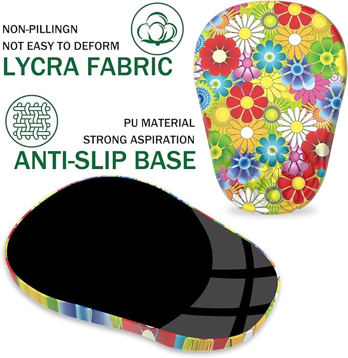 Ergonomic Mouse Pad Wrist Support, with Memory Foam & Non-Slip PU Base, Comfortable Massage Design Mouse Pad Relieve Wrist Fatigue&Pain, Suitable for Computer, Office and Home(04Colorful Flower)