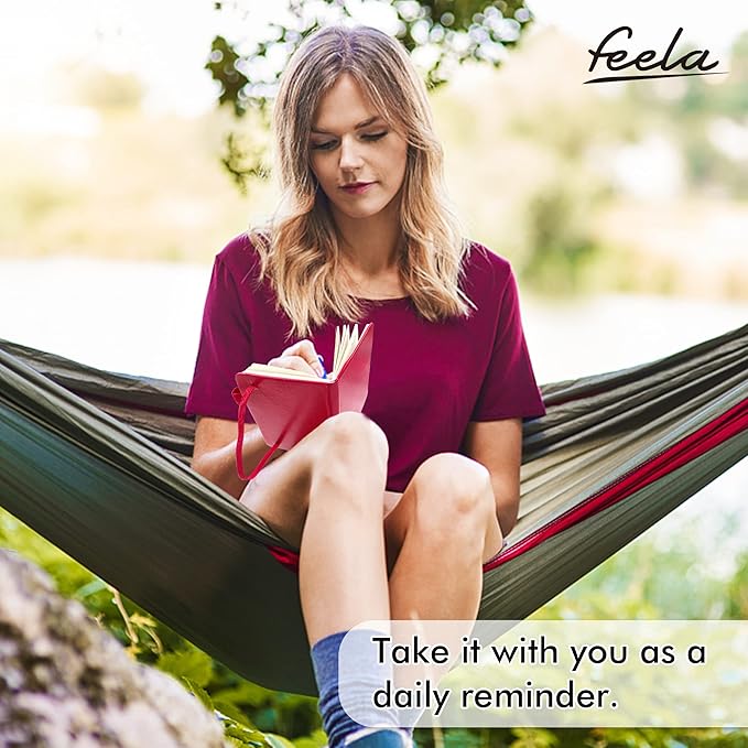 feela 3 Pack Pocket Small Notebook Journals, Mini Cute Memo Notepad Hardcover College Ruled Lined Journals with Pen Holder for Women Girls Office School, with 3 Black Pens, 3.5”x 5.5”, A6, Berry