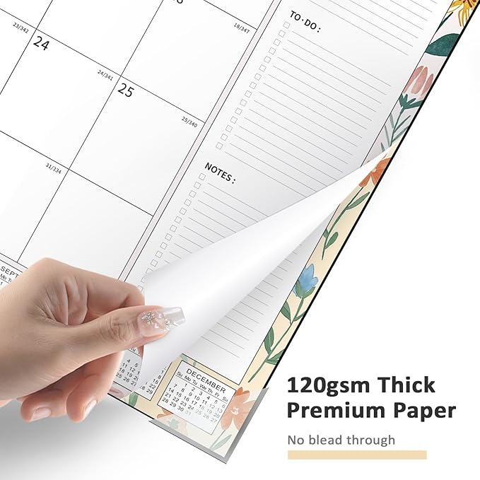 Ospelelf Desk Calendar 2025-2026 Large 22"x17" Monthly Planner Pad with Plastic Cover 18 Months Ditsy Floral