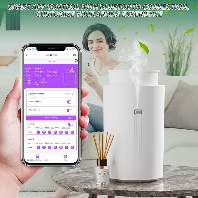 Scent Air Machine for Home, 1500 Sq. Ft Coverage Hotel Collection Diffuser with Smart Cold Air Tech, Whole House Fragrance, Bluetooth Waterless Oil Diffuser for Large Room, Hotel, Spa, Office