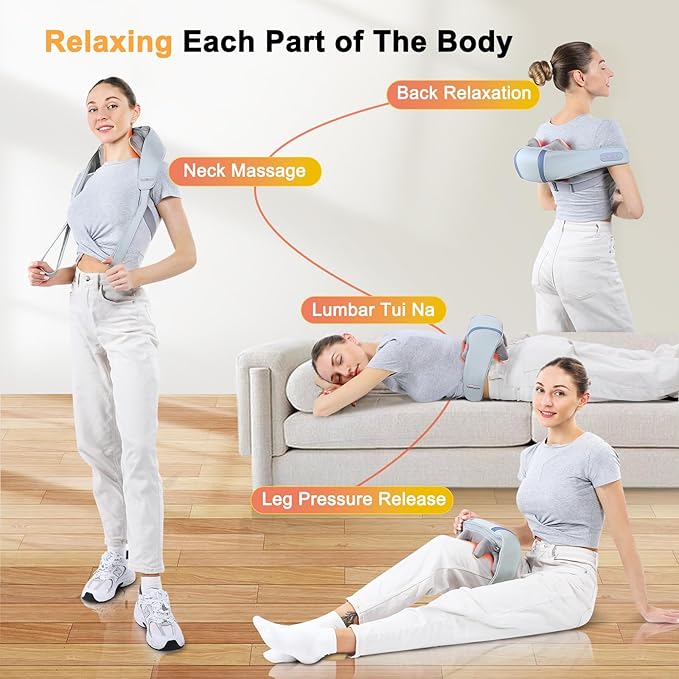 FSA/HSA Eligible Cordless Neck Shoulder Massager for Pain Relief Deep Tissue, 5D Shiatsu Back Massager with Heat, Wireless Rechargeable Shoulder Massage Pillow, Best Gifts for Men,Women,Mom & Dad