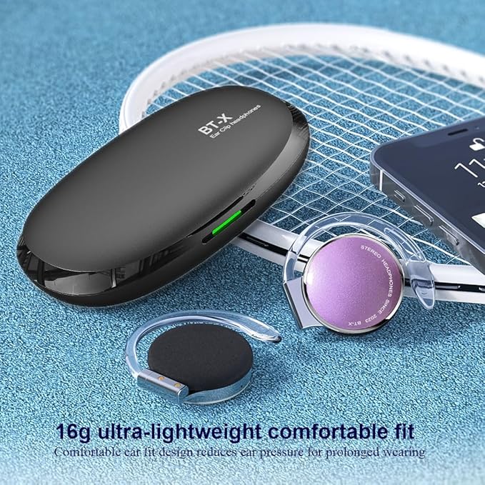 Earhook Bluetooth 5.3 Headphones Open Buds Wireless Earbuds Over Ear Hooks Bluetooth Headphones with Microphone Clip on Bluetooth Earphones On Ear Headphones with Earhooks