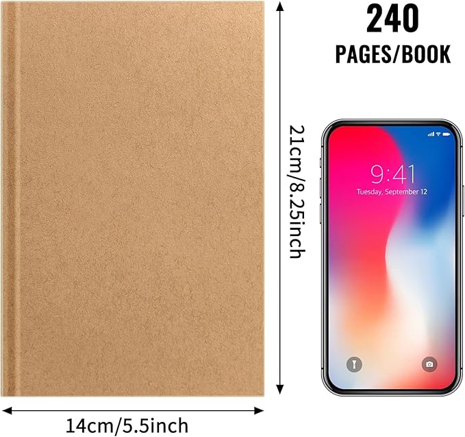 EOOUT 3pcs Blank Notebook, Hardcover Sketchbook Unlined Notebook, 120 Sheets, 100gsm Paper, 5.6 x 8.2in, Journal for Drawing, Art, Travelers Gifts, Students and Office Supplies