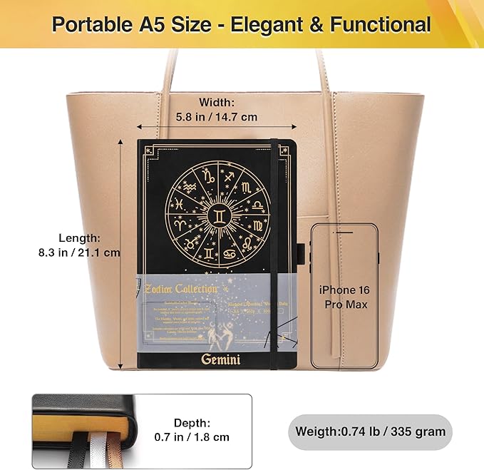 Gemini Zodiac Astrology Undated Monthly Weekly Daily Planner Journal A5 5.8" x 8.3" 160 Pages 100GSM Paper 2025 2026 2027 Holidays Calendar