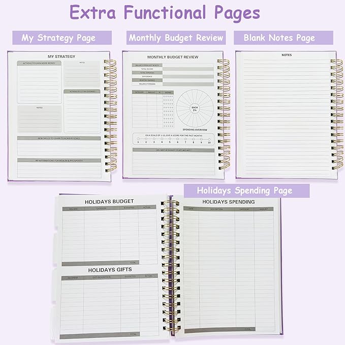 Budget Planner - B5(9.2x7'') Monthly Bill Organizer With Expense Tracker Notebook, Undated Financial Planner Budget Book To Take Control Of Your Money, Large Month Account Book With Pockets (D)