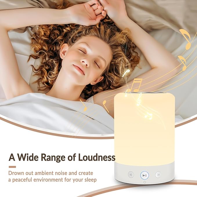 Kipcush Night Light White Noise Sound Machine, Max 8H Timer, 20 Soothing Sleep Sounds. Portable Design for Bedroom, Office, Nursery, Travel, Up to 8 Hours Battery Life
