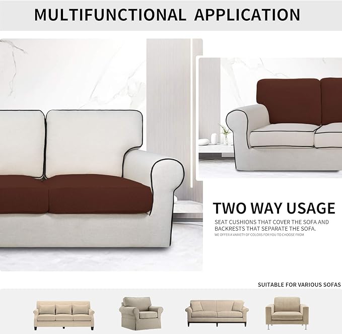 Easy-Going Stretch Cushion Cover Sofa Cushion Furniture Protector Sofa Seat Sofa slipcover Sofa Cover Soft Flexibility with Elastic Bottom(Chair Cushion,Coffee)