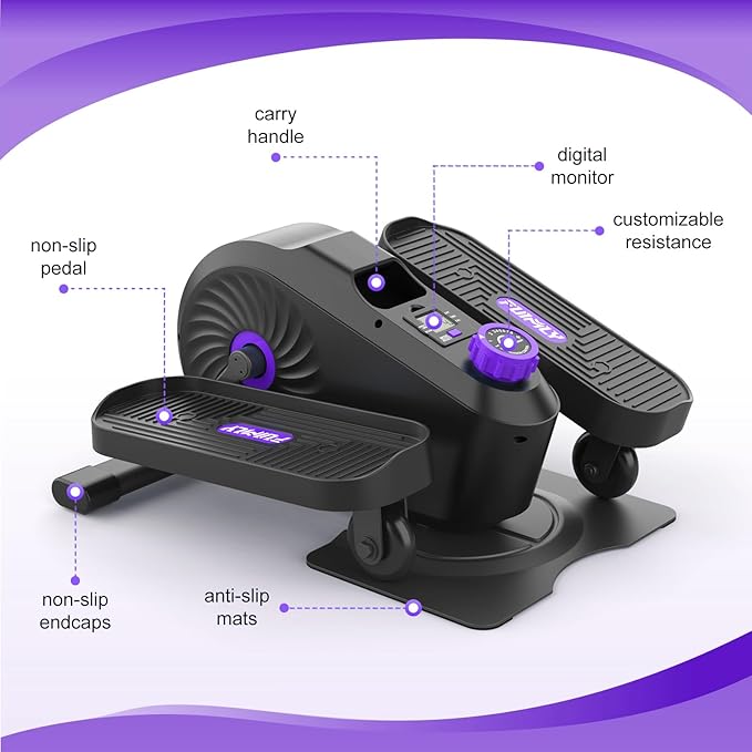 FUNMILY Under Desk Elliptical, Desk Bike Pedal Exerciser, Fully Assembled Leg Exerciser 2 in 1 Seated Standing Elliptical, Ultra-Quiet Mini Elliptical Machines for Home Office Use