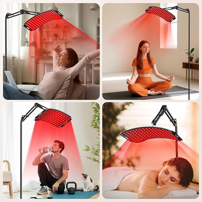 Red Light Therapy for Face Body - Infrared Lamp with Stand, 3-in-1 Use LED Light Therapy Device, 660nm Red Light & 850nm Near Infrared Light for Home Use, Ideal Gift