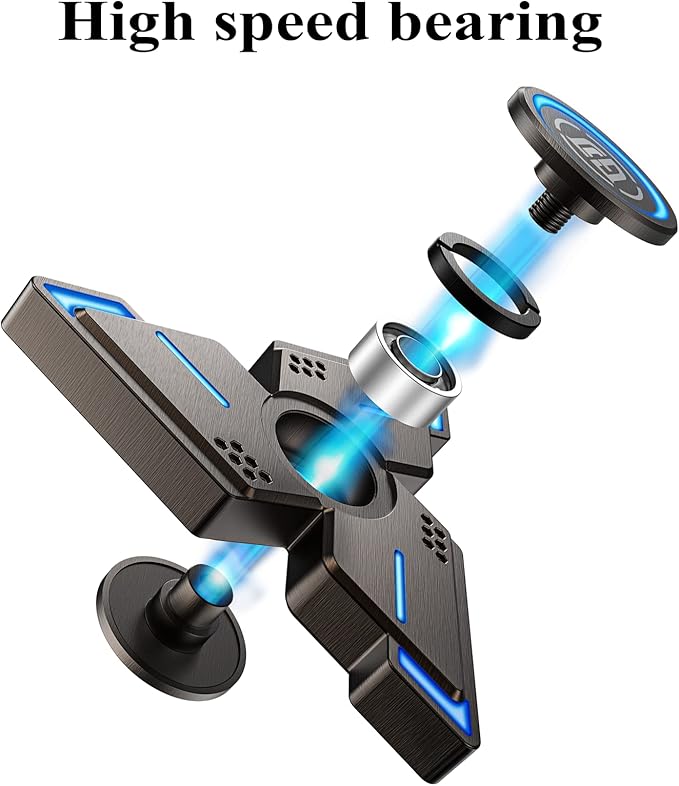 ATESSON Fidget Spinners Toy, 3 to 5 min Spins, Light Up Metal Material Hand Spinner, High Speed Bearing, Stress Relief Anxiety Boredom Desk Toys for Adults and Kids