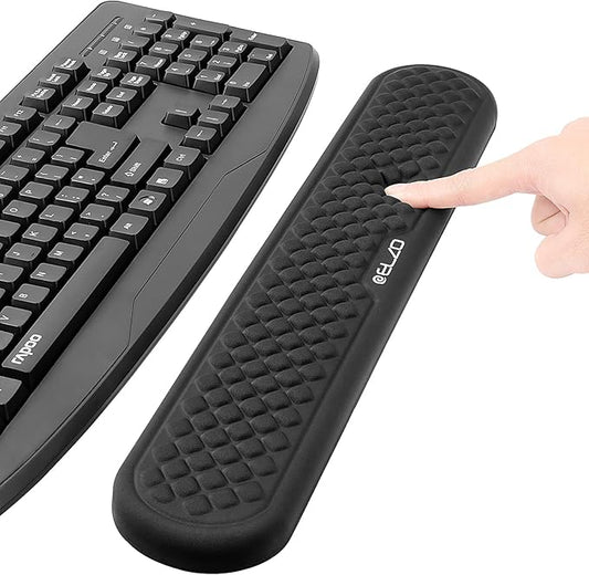 ELZO Wrist Rest for Keyboard, Soft Memory Foam Wrist Support, Ergonomic, Non-Slip for Computer Keyboard, Made Easy Typing & Relieve Wrist Pain, Black