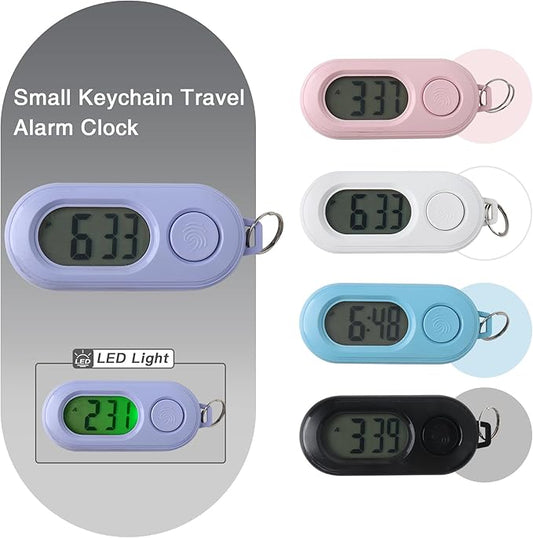 Small Glass Desk Whiteboard Dry-Erase Board with Clock, Small Travel Clock Keychain with Desk Notepad, Time Table Whiteboard for Desk Digital LED Light Display, 8x6 in with Accessories, Purple