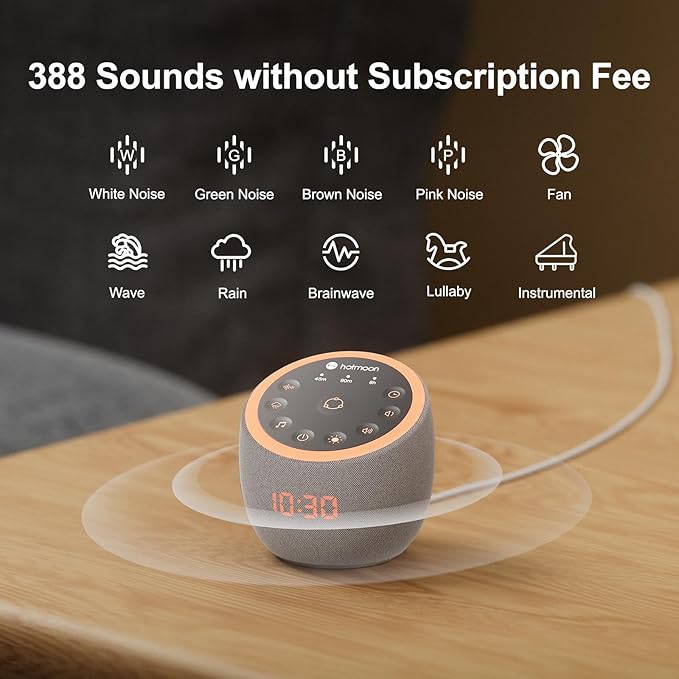 Hotmoon Cocoon Pro 2 Sound Machine 388 Soothing Sounds White Noise Machine for Babies & Adults, Smart Night Light, Sleeping Timer App Control, Brown Noise Pink Noise Block Out Office Yoga, Plug-in