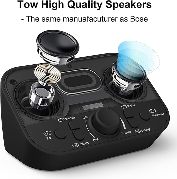 Portable Sound Machine, White Noise Machine with 38 Sounds & Dual Speakers, USB Charger, Timer & Memory - Magicteam Sleep Therapy, Noise & Sleep Machines for Baby, Kids, Adults Home Office Travel