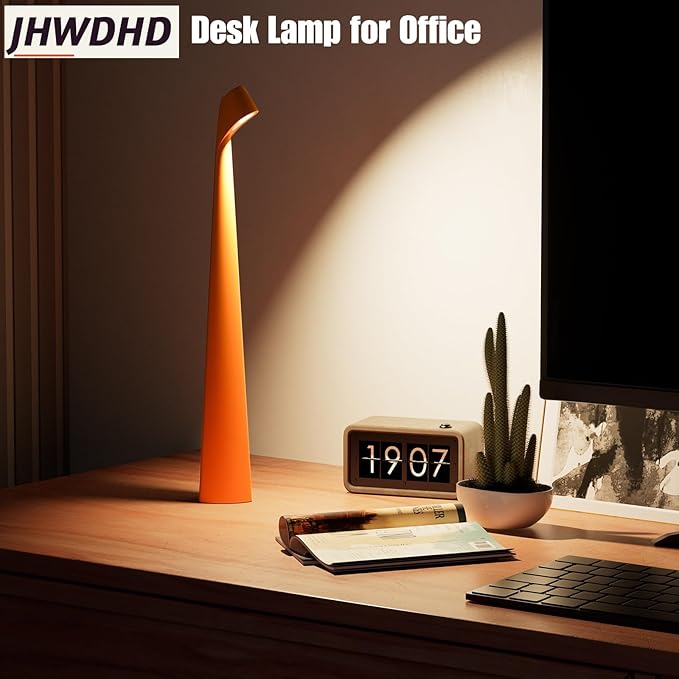 Cordless Portable LED Table Lamp,Built-in Rechargeable Battery-5000mAH,Dimmable Touch Small Desk Reading Lamp with 3-Level Brightness for Bedroom/Living Room/Office (Orange)