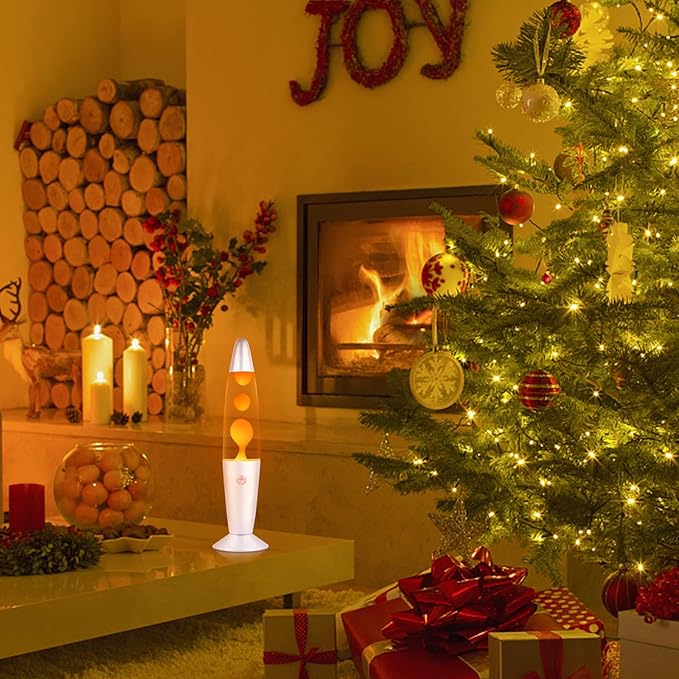 Orange Magma Lamp 13 Inches for Adults Cool Liquid Motion Lamps Stuff for Kids with Sliver Base Mood Night Light Home Living Room Office Bedroom Christmas Thanksgiving Day Decoration