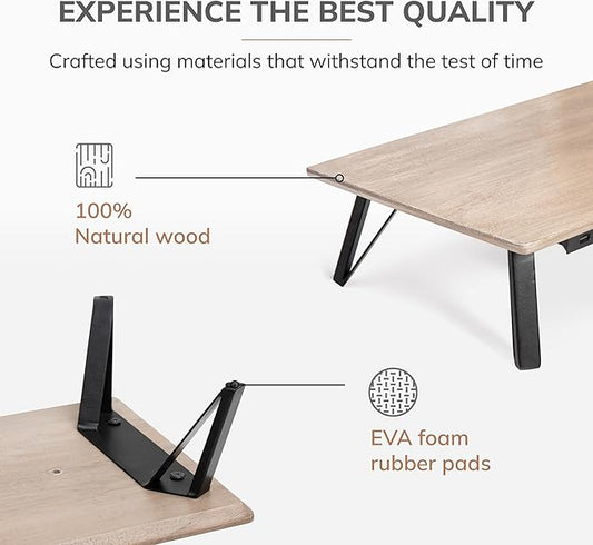 Anji Mountain Monitor Stand - Desktop Organizer & Laptop Riser, Ergonomic Monitor Riser, Space-Saving Monitor Stand for Desk, Durable Construction, Easy Assembly, Ideal for Home & Office,Biscotti