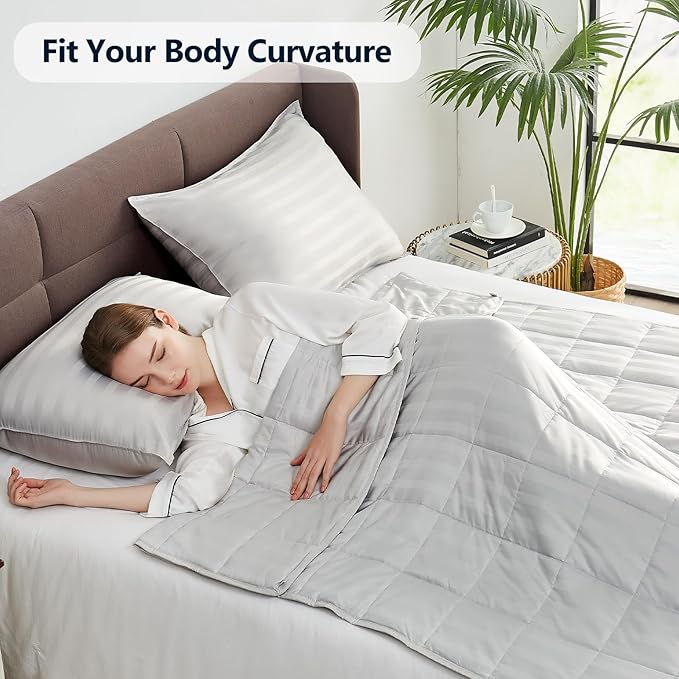 Weighted Blanket Queen Size (60"x80" 20lbs),Ultra Soft and Cozy Cooling Weighted Blanket Queen Size for Adult,Heavy Blanket with Machine Washable Soft Blanket, Light Grey