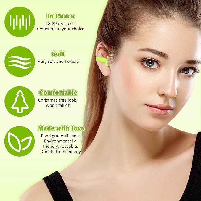 TrelaCo 100 Pairs Ear Plugs Bulk, NRR 29dB Reusable Silicone Ear Plugs with Plastic Cases Soft Foam for Sleeping Noise Cancelling for Concerts Shooting Swimming Noise Reduction(Neon Green)