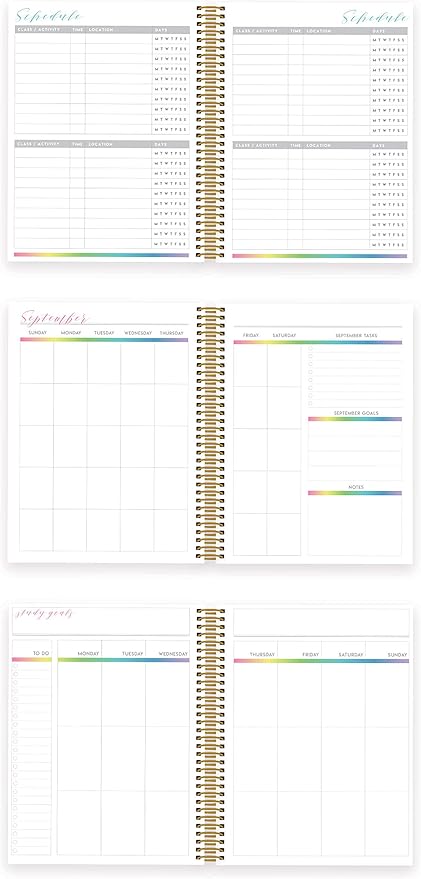 Paper House Productions 12 Month Undated 9.5" Planner with Month and Event Flag Stickers - Student Life