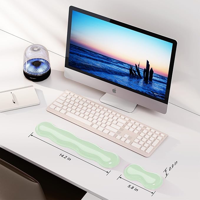 Gel Keyboard and Mouse Wrist Rest Set, Comfort Ergonomic Wrist Support, for Wrist Pain Relief, Computer Keyboard Wrist Rest (Green)