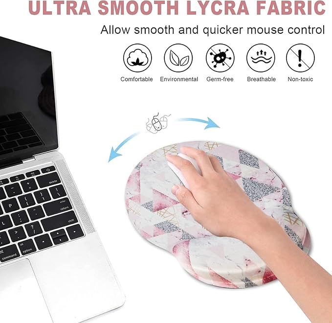 ToLuLu Mouse Pad Wrist Rest Support, Gel Mouse Pads with Non Slip Rubber Base Memory Foam Mousepad, Mouse Wrist Rest Pad for Laptop Computer Home Office Working Gaming Pain Relief, Pink Triangle