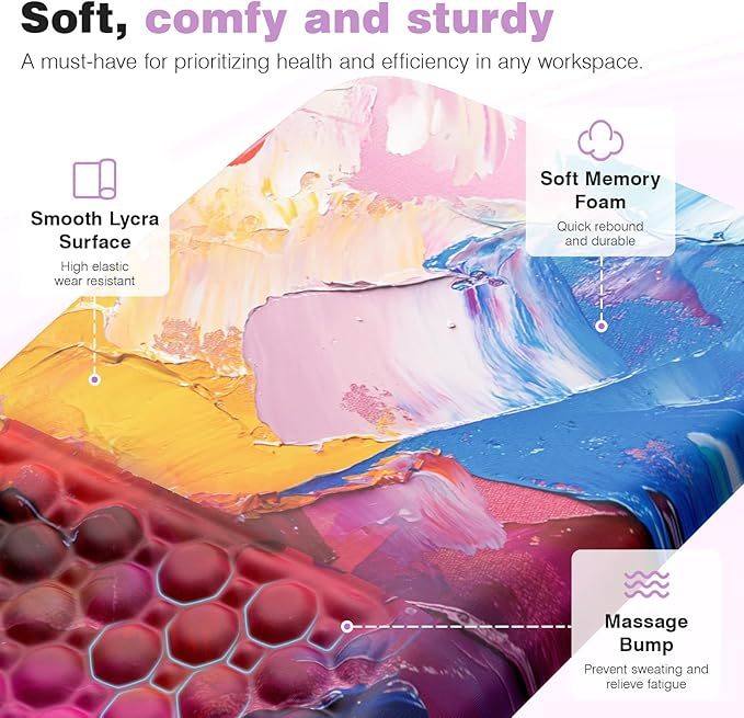 Ospelelf Mouse Pad with Wrist Rest Ergonomic Comfortable Pain Relief Mousepad Wrist Support for Computer Multicolored