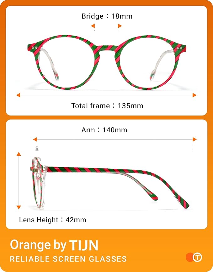 TIJN Blue Light Blocking Glasses Men Women Vintage Thick Round Rim Frame Eyeglasses