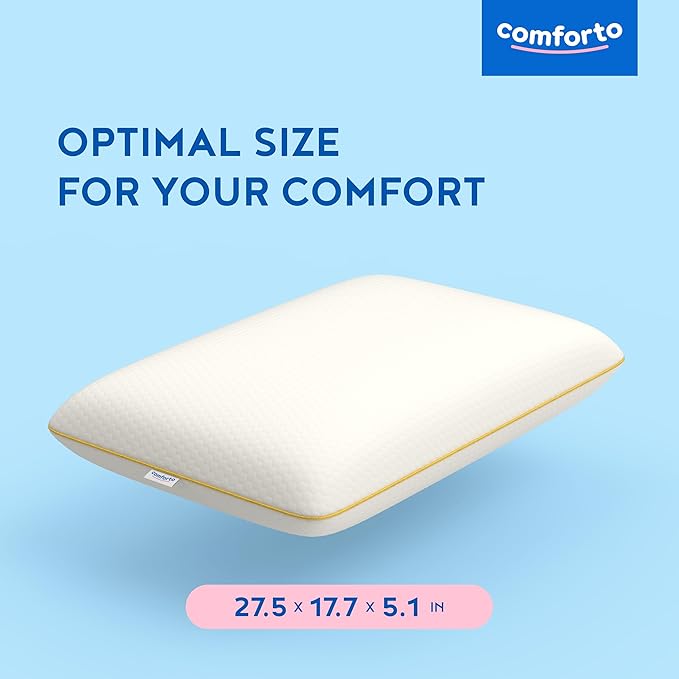 Ergonomic Memory Foam Pillow for Neck Pain Relief - Ergonomic 27.5x17.7 Neck Cervical Support Pillow for Sleeping - Side and Back Sleepers, Medical Orthopedic Foam Pillow - Medium Firm