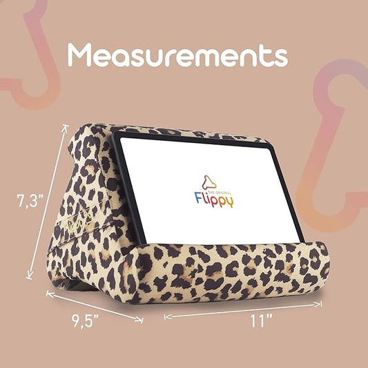 Flippy Tablet Pillow Stand - Cushion Tablet Stand & Holder, Bed Support for Lap and Desk, Compatible with Phone & Book Reading: Kindle, iPad Pro, iPhone & Samsung - Def Leopard