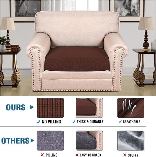 H.VERSAILTEX Super Stretch Individual Seat Cushion Covers Sofa Covers Couch Cushion Covers Slipcover Sets Thick Jacquard Textured Twill Fabric (1 Piece Chair Cushion Cover, Burnt Brick)