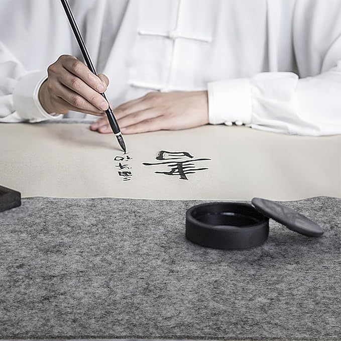 4 Pack Chinese Calligraphy Drawing Felt Mat, 5mm Thick Felt Desk Pad for Sumi Xuan Paper Painting Practice Calligraphy Writing Japanese Drawing, 19.6 x 27.5 inch (50 x 70cm)