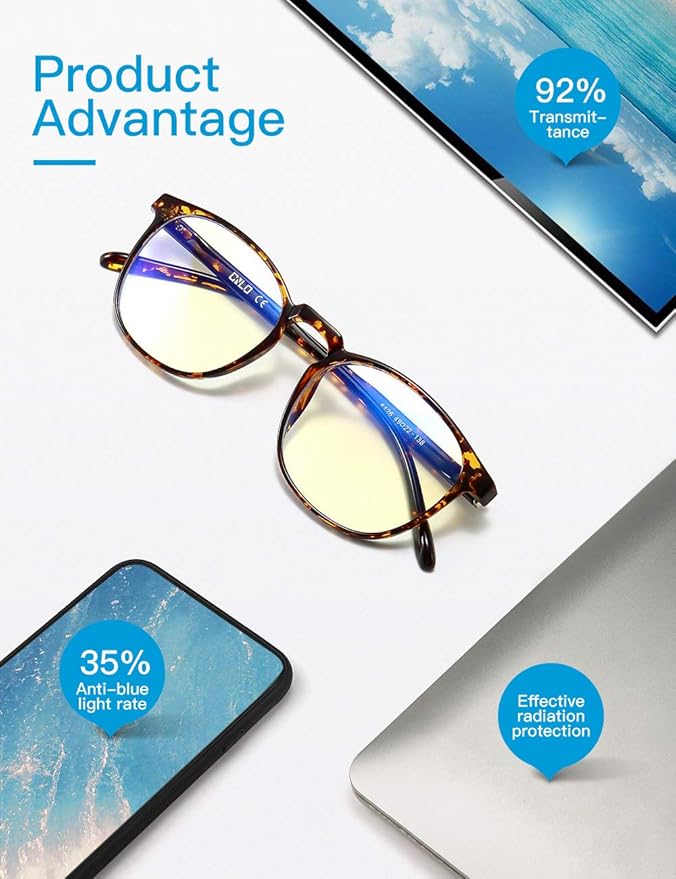 CNLO Blue Light Blocking Glasses Computer Gaming Glasses TV Glasses For UV Protection Anti Eyestrain Lens Lightweight Frame Eyewear Opaque Men/Women (AMBER)