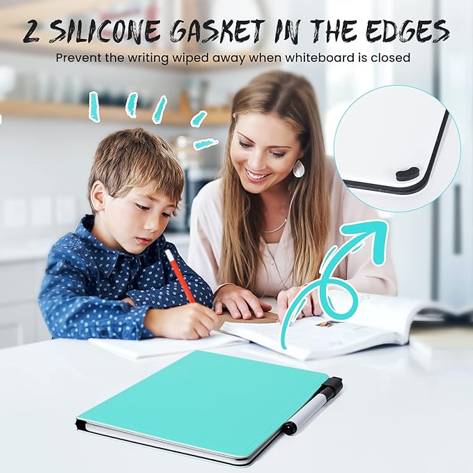 AGM Portable White Board Dry Erase, Double Sided Folding Whiteboards with Pen, Small Dry Erase Board for Study, Meeting, Doodling, Planning, Mint Green