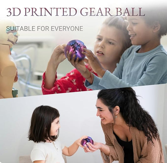 Gear Ball, 3D Printed Gear Ball, Gear Sphere Fidget Toy Stress Relief Toy for ADHD, Anxiety Relaxing Toy for Adults at Work/Study/Travel (BluePurple, StraightLine)