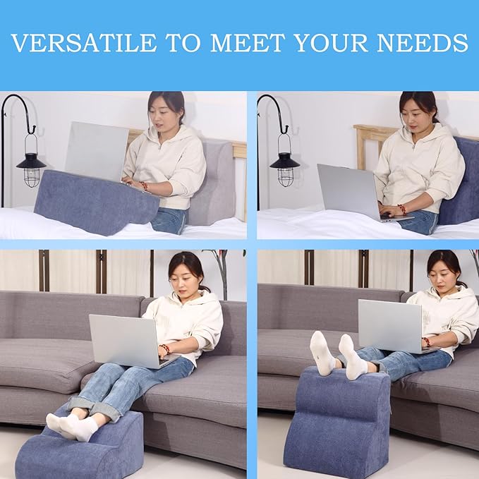 Foot Rest for Under Desk at Work.Multifunctional 3-Tier Foot Stool,with Washable Footrest.for Under Desk,Office Chair Gaming Chair & Sofa,Leg Elevation Pillow,Supports Posture-Blue