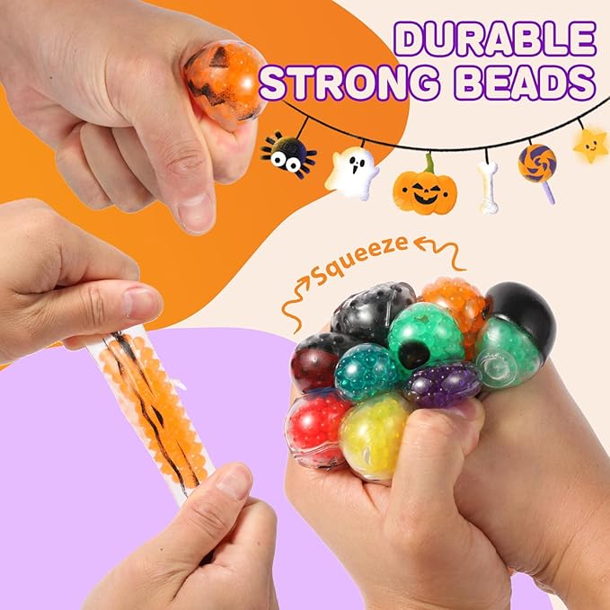 12 Pcs Halloween Mini Sensory Stress Balls Squeeze Toy for Adults, Squishy Stress Relief Toys, Halloween Non Candy Treats Gifts Goodie Bag Filler Party Favors