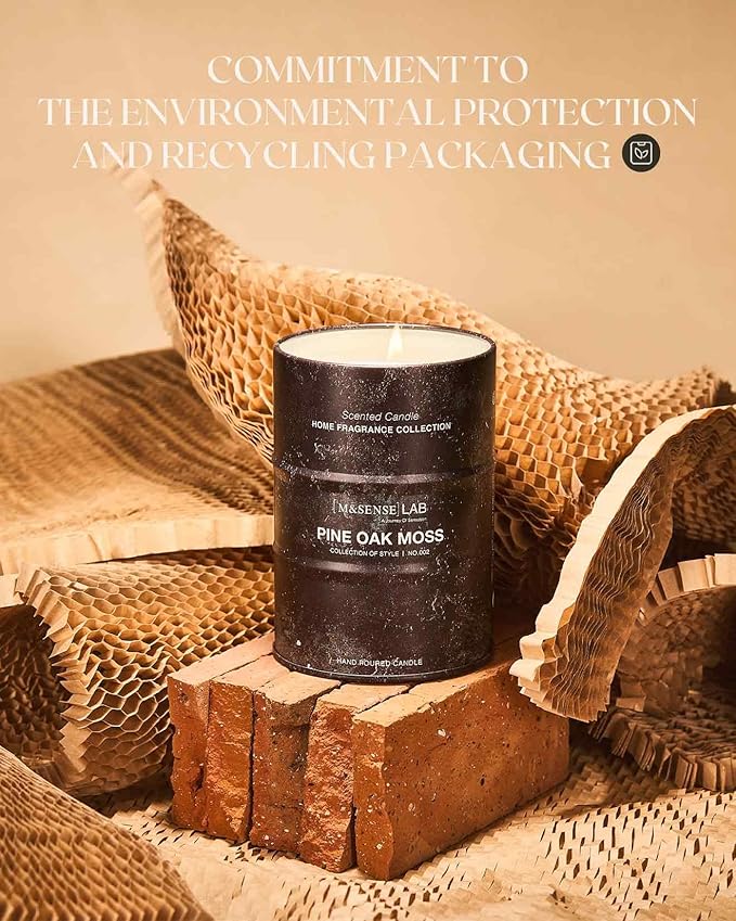 M&SENSE Pine Oak Moss Scented Candles Natural Non Toxic, Aromatherapy Candle for Stress Relief Meditation Relaxing, Housewarming Gifts for Women Men, 11.3oz 70 Hour Long Burning